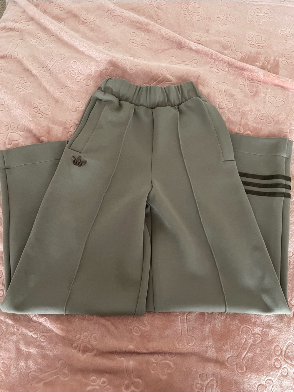 Adidas Grey Track Pants with Side Stripes